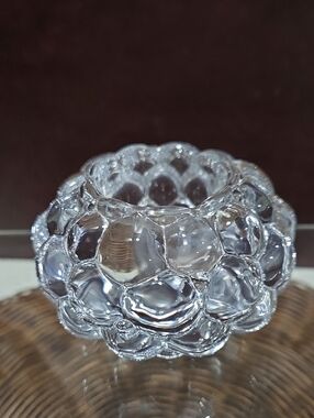Orrefors Sweeden Clear Crystal Raspberry Votive Candle Holder -